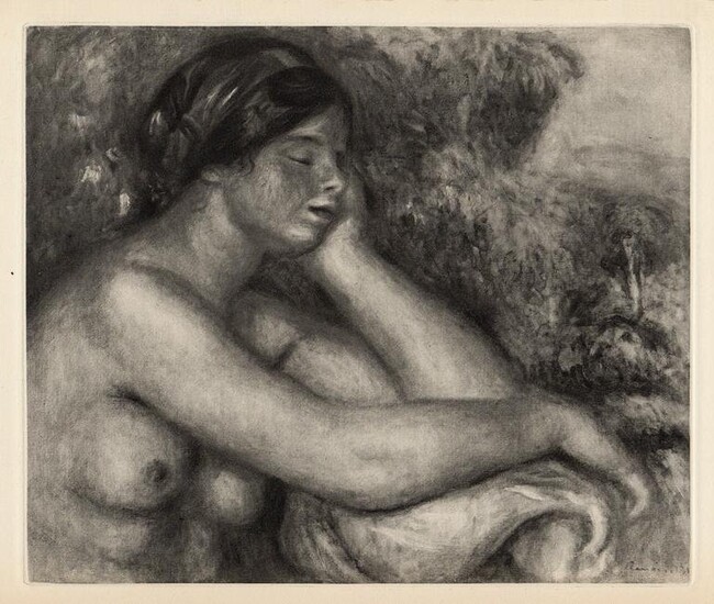 Pierre RENOIR LIMITED 1919 Engraving "Daydreaming" SIGNED Framed