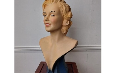 Plaster bust of Marilyn Monroe {52 cm H x 30 cm W x 24 cm D}...