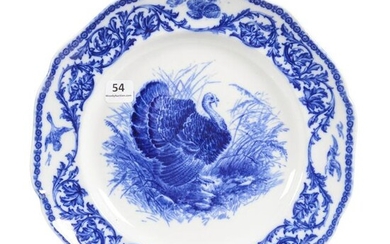 Plate, Flow Blue by Cauldon, Turkey Center