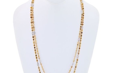 Platinum & 18K Yellow Gold 36 carat Fancy Color And White Diamonds by the Yard Necklace