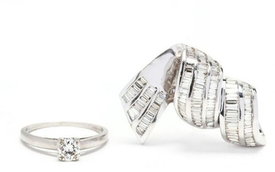 Platinum and Diamond Ring and a 14KT White Gold and