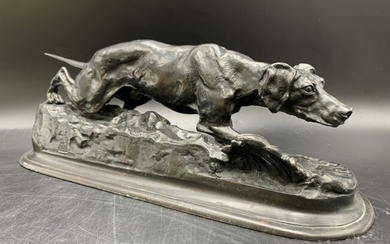 Pointer Dog Bronze Sculpture by Pierre-Jules Mene