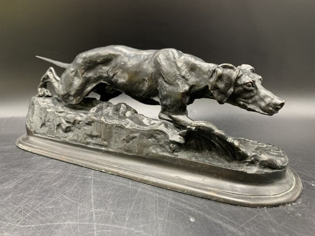 Pointer Dog Bronze Sculpture by Pierre-Jules Mene