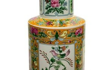 Porcelain vase depicting genre scenes and floral