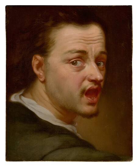 Portrait of a man surprised, possibly a self-portrait of the artist, Italian School, 17th Century