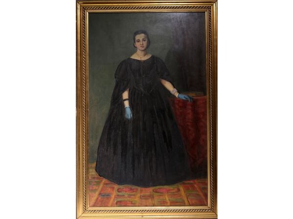Portrait of a woman with black dress late 19th/beginning of 20th century