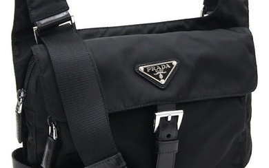 Prada Shoulder Bag BT0521 Black Nylon Leather Single Hanging Triangle Ladies PRADA