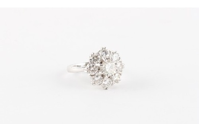 Property of a lady - an 18ct white gold diamond cluster ring...