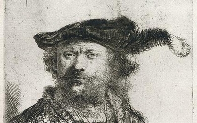 REMBRANDT VAN RIJN, Self Portrait in a Velvet Cap and Plume.