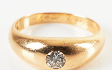 RING, 18 k gold, brilliant cut diamond approx 0,35 ct, Gustaf Dahlgren & Co, Malmö 1961.