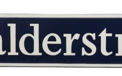 “Rabalderstræde”. An enameled street name sign. H. 14. W. 80 cm.