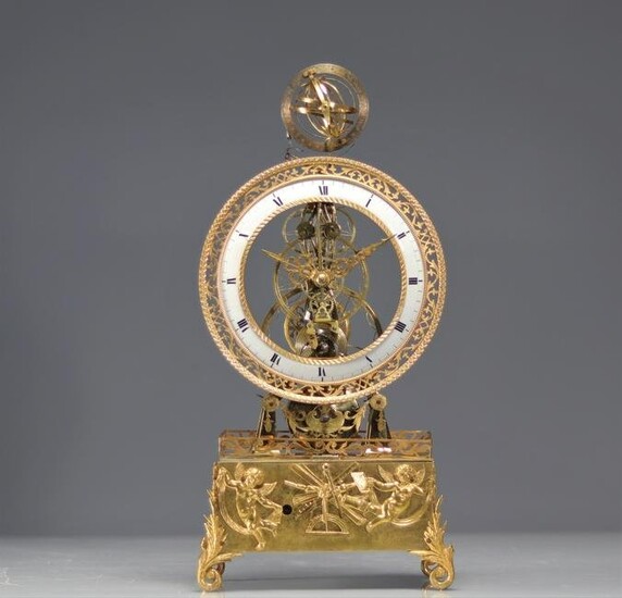Rare skeleton clock with movement of the stars signed Aerts in Tongres