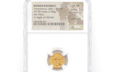 Roman Republic 60 Asses Gold Coin ca. 211 BC NGC Ch VF