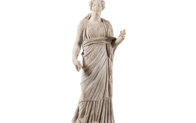 Römische Marmorfigur eine Frau oder Göttin zeigend