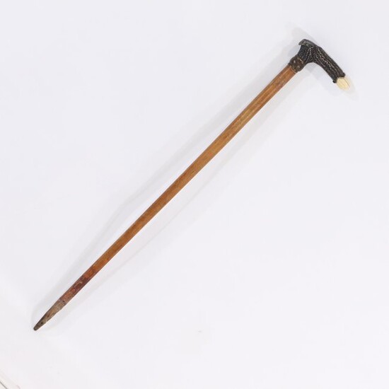 Root Handle Walking Cane Inlay Intaglio Soldier Stone