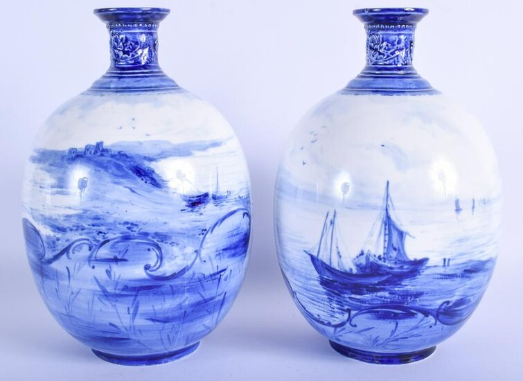 Royal Crown Derby pair of vases painted in blue with