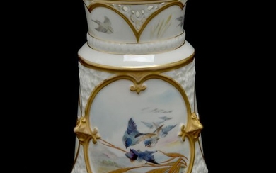 Royal Worcester Porcelain Japanesque Vase Painted with
