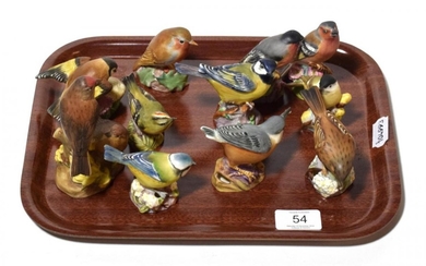 Royal Worcester birds to include Linnets, Chaffinch, Marsh Tit, Blue...