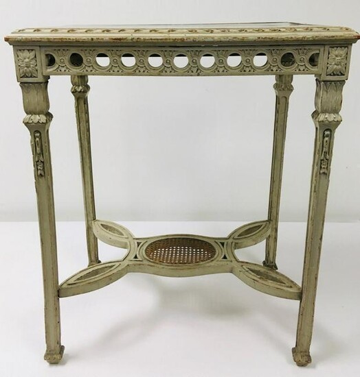 SMALL ANTIQUE LOUIS XVI STYLE MARBLE TOP SIDE TABL