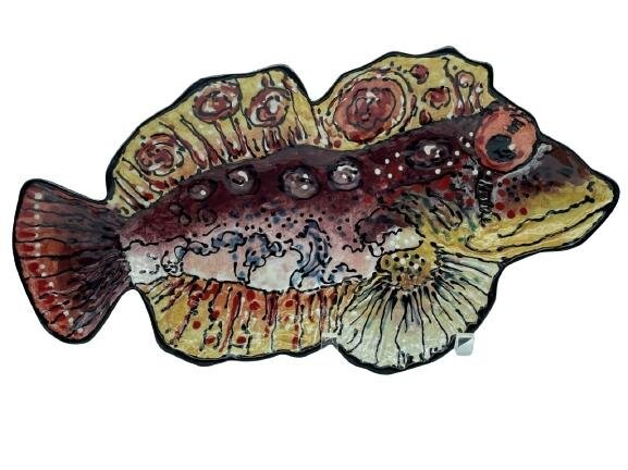 STUDIO POTTERY CERAMIC FISH WALL CHARGER 18"