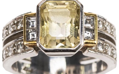 Saphir Diamanten Ring, 750 Gold, bicolor, Saphir ca. 5,15ct, 12...