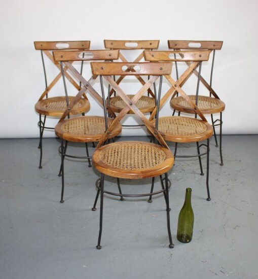 Set of 6 bistro chairs with crossed bentwood backs