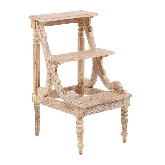 Sheraton Style Library Step Stool in Distressed Painted Finish