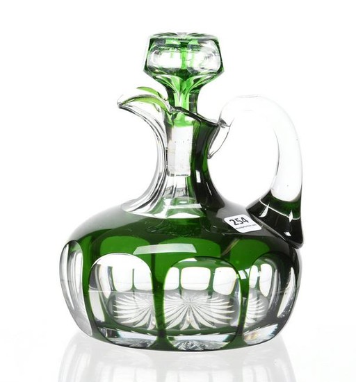 Ship's Decanter, BPCG, Emerald Green Cut To Clear