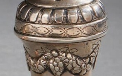 Silver scent box in the shape of a...