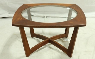 Square Mid Century Modern Glass Top Coffee Table