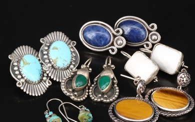 Sterling Earrings Including Angeline Miller Navajo Diné with Sodalite,Turquoise