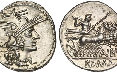 T. Annius Rufus, Denarius, Rome, 144 BC; AR (g 3,79;...