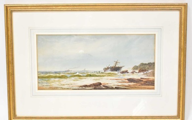 T. MONTIMEN (French, 19th century); watercolour, beach scene of a...