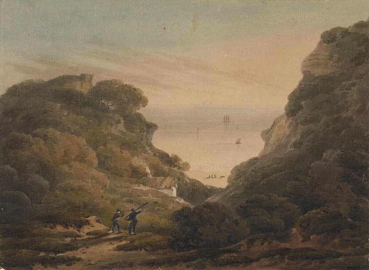 THOMAS CHARLES LEESON ROWBOTHAM (Dublin 1823-1875 London) A Coastal Scene with Two Men,...