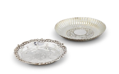 TWO SILVER SHAPED CIRCULAR DISHES FROM EPERGNES