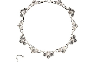 The Kalo Shop Dogwood puffy demi-parure: necklace and bracelet necklace: 1/2"w x 13"l