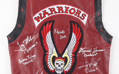 "The Warriors" Replica Leather Vest Cast-Signed by (7) with Michael Beck, James Remar, Thomas G. Waites, Dorsey Wright with (76) Character Name Inscriptions