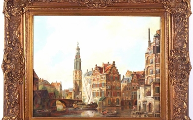 Theo Selhorst (1891-1982), Oud Amsterdam 1928, paneel 40x50 cm