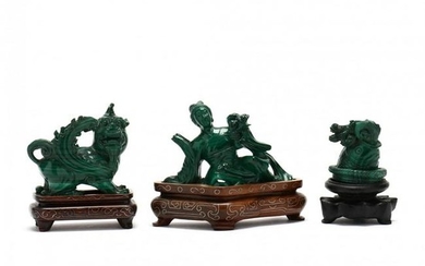 Three Chinese Carved Malachite Sculptures