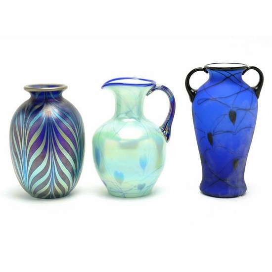 Three Dave Fetty for Fenton Glass Pieces.