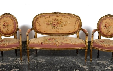 Three Piece, 20th C. Louis XVI Style Parlor Set
