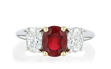 Tiffany & Co. Very Fine Burmese Ruby and Diamond Ring, AGL Certified