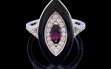 Tourmaline Ring with black enamel work stunning in its beauty