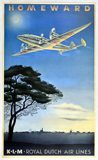 Travel Poster Homeward KLM Royal Dutch Airlines