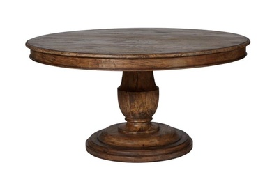 Tuscan Style Carved Mahogany Dining Table, 20th/21st c., H.- 30 in., Dia.- 60 in.
