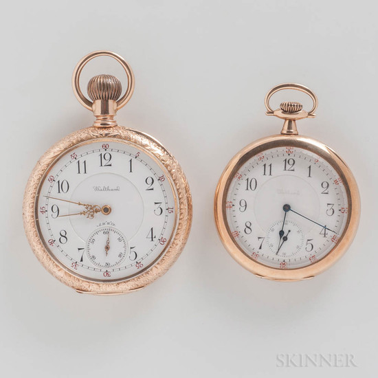 Two 14kt Gold Waltham Open-face Watches