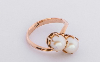 Two Akoya Saltwater Pearls Ring. Most likely beginning of th...
