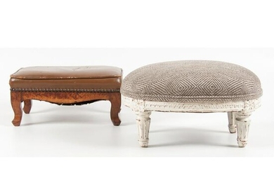 Two French Upholstered Footstools