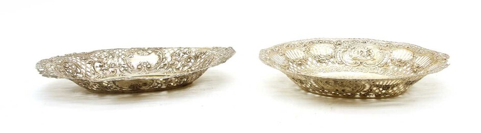 Two German silver pierced dishes