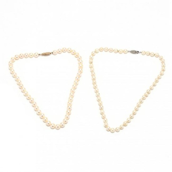 Two Gold and Pearl Necklaces